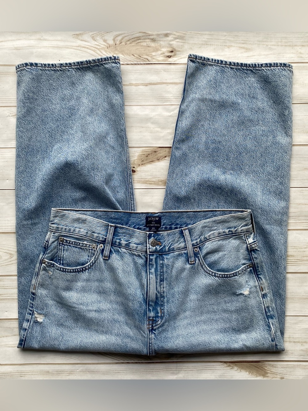 J. Crew 90s vintage baggy fit stone washed cropped ankle length denim jeans 33